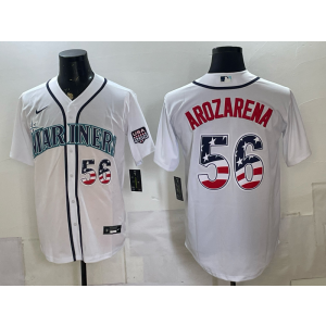 Seattle Mariners 56 Aarozarena White USA 250 Fourth of July Men Jersey