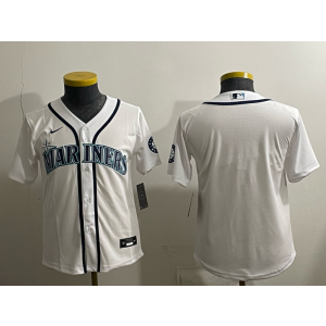 Seattle Mariners Blank White Cool Base Youth Jersey