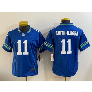 Seattle Seahawks 11 Smith Njigba Blue F.U.S.E. Vapor Limited Women Jersey