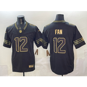 Seattle Seahawks 12 Fan Black Gold F.U.S.E. Vapor Limited Men Jersey
