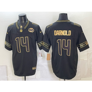 Seattle Seahawks 14 Darnold Black Gold F.U.S.E. Vapor Limited Men Jersey with 50th Patch