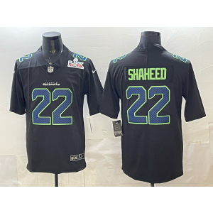 Seattle Seahawks 22 Shaheed Black 2026 Super Bowl LX Vapor Limited Men Jersey Seattle Seahawks 22 Shaheed Black 2026 Super Bowl LX Vapor Limited Men Jersey