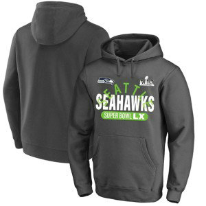 Seattle Seahawks Charcoal 2025 Super Bowl LX Big & Tall Game Plan Hoodie