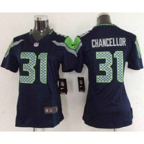 Seattle Seahawks No.31 Kam Chancellor Steel Blue Women's Football Jersey