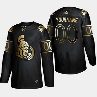 Senators Customized Black Gold Adidas Jersey