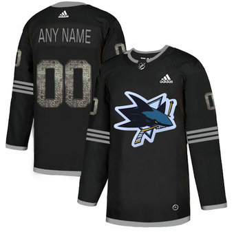 Sharks Black Shadow Logo Print Men's Customized Adidas Jersey