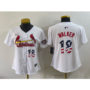 St.Louis Cardinals 18 Walker White USA 250 Fourth of July Women Jersey