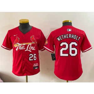 St.Louis Cardinals 26 Wetherholt Red City Cool Base Youth Jersey St.Louis Cardinals 26 Wetherholt Red City Cool Base Youth Jersey