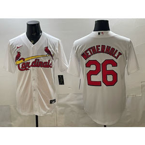 St.Louis Cardinals 26 Wetherholt White Cool Base Men Jersey