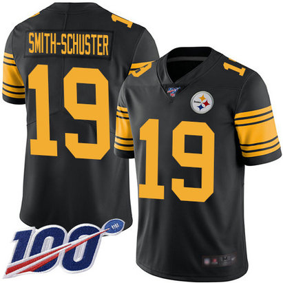 Steelers #19 JuJu Smith-Schuster Black Men's Stitched Football Limited Rush 100th Season Jersey Steelers #19 JuJu Smith-Schuster Black Men's Stitched Football Limited Rush 100th Season Jersey