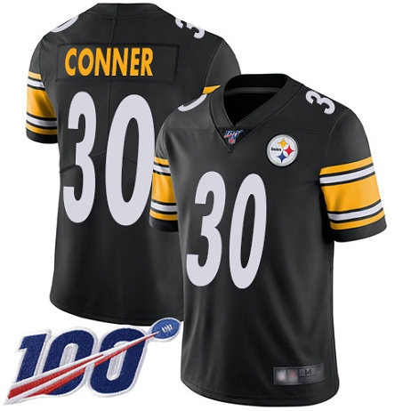 Steelers #30 James Conner Black Team Color Men's Stitched Football 100th Season Vapor Limited Jersey Steelers #30 James Conner Black Team Color Men's Stitched Football 100th Season Vapor Limited Jersey