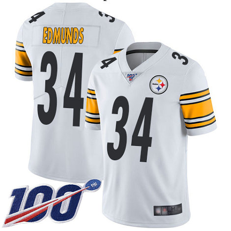 Steelers #34 Terrell Edmunds White Men's Stitched Football 100th Season Vapor Limited Jersey Steelers #34 Terrell Edmunds White Men's Stitched Football 100th Season Vapor Limited Jersey
