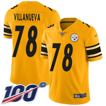 Steelers #78 Alejandro Villanueva Gold Men's Stitched Football Limited Inverted Legend 100th Season Jersey