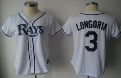 Tampa Bay Rays #3 Longoria White Women Jersey