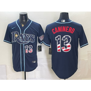 Tampa Bay Rays 13 Caminero Navy USA 250 Fourth of July Men Jersey