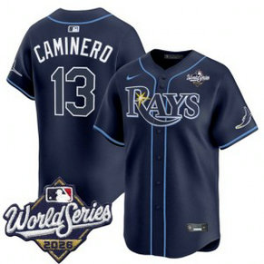 Tampa Bay Rays 13 Junior Caminero Navy 2026 World Series Men Jersey