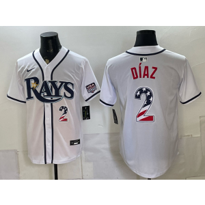 Tampa Bay Rays 2 Diaz White USA 250 Fourth of July Men Jersey