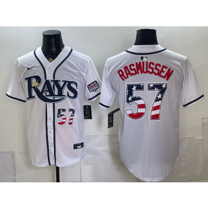 Tampa Bay Rays 57 Rasmussen White USA 250 Fourth of July Men Jersey