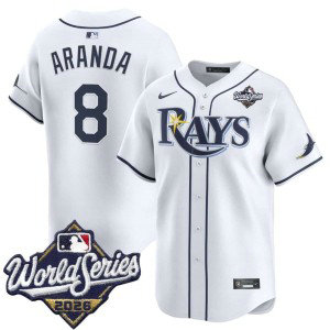 Tampa Bay Rays 8 Jonathan Aranda White 2026 World Series Men Jersey