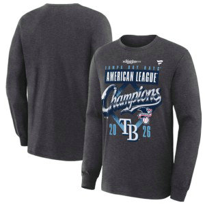 Tampa Bay Rays Heather Charcoal 2026 League Champions Locker Room Long Sleeve T-Shirt