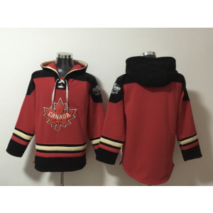 Team Canada Blank 2025 Red Black Ageless Must-Have Lace-Up Pullover Hoodie Team Canada Blank 2025 Red Black Ageless Must-Have Lace-Up Pullover Hoodie