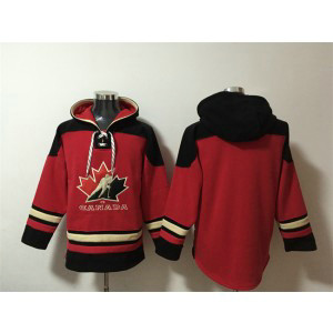 Team Canada Blank Red Black Ageless Must-Have Lace-Up Pullover Hoodie Team Canada Blank Red Black Ageless Must-Have Lace-Up Pullover Hoodie