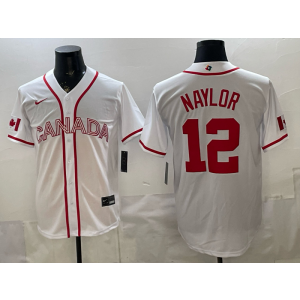 Team Canada Mariners 12 Josh Naylor White World Cup Cool Base Men Jersey