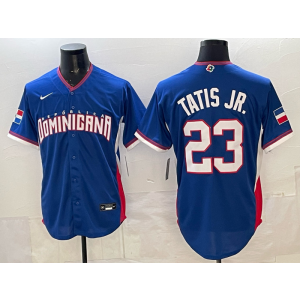 Team Dominican Republic Padres 23 Tatis Jr Blue 2026 World Cup Cool Base Men Jersey Team Dominican Republic Padres 23 Tatis Jr Blue 2026 World Cup Cool Base Men Jersey