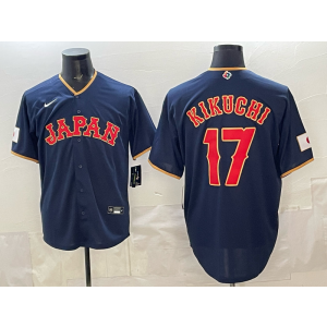 Team Japan Angels 17 Yusei Kikuchi Navy 2026 World Cup Cool Base Men Jersey