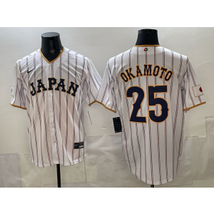 Team Japan Blue Jays 25 Okamoto White 2026 World Cup Cool Base Men Jersey