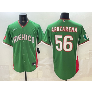 Team Mexico Mariners 56 Arozarena Green 2026 World Cup Cool Base Men Jersey
