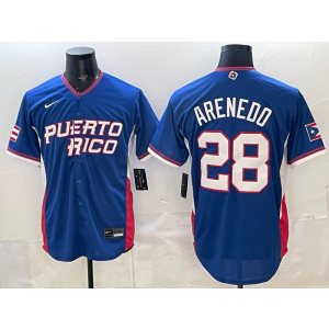Team Puerto Rico Cardinals 28 Nolan Arenado Blue 2026 World Cup Cool Base Men Jersey