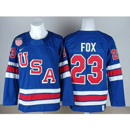 Team USA 23 Adam Fox Blue New Men Jersey