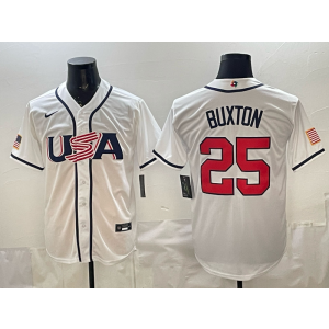 Team USA Minnesota Twins 25 Buxton White 2026 World Cup Cool Base Men Jersey Team USA Minnesota Twins 25 Buxton White 2026 World Cup Cool Base Men Jersey