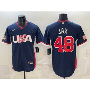 Team USA Rays 48 Griffin Jax Blue 2026 World Cup Cool Base Men Jersey