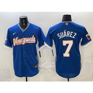 Team Venezuela Reds 7 Eugenio Suárez Blue 2026 World Cup Cool Base Men Jersey Team Venezuela Reds 7 Eugenio Suárez Blue 2026 World Cup Cool Base Men Jersey