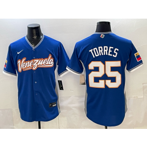 Team Venezuela Tigers 25 Gleyber Torres Blue 2026 World Cup Cool Base Men Jersey