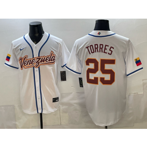 Team Venezuela Tigers 25 Gleyber Torres White 2026 World Cup Cool Base Men Jersey