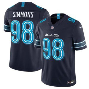 Tennessee Titans 98 Jeffery Simmons Navy 2026 Music City Rivalries F.U.S.E. Vapor Limited Men Jersey