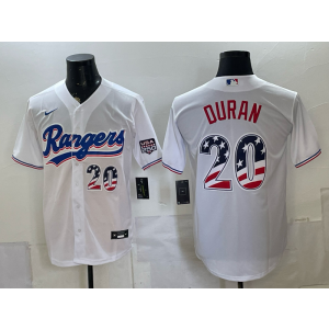 Texas Rangers 20 Duran White USA 250 Fourth of July Men Jersey