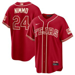 Texas Rangers 24 Brandon Nimmo Red 2026 City Connect Cool Base Men Jersey