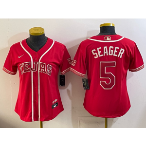 Texas Rangers 5 Corey Seager Red 2026 City Connect Cool Base Women Jersey