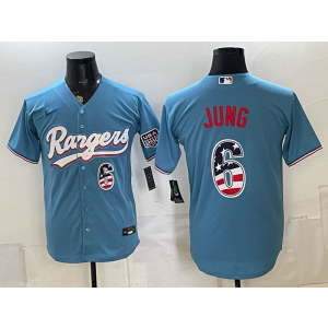 Texas Rangers 6 Jung Blue USA 250 Fourth of July Men Jersey