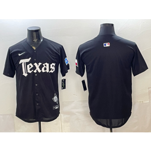 Texas Rangers Blank Black Gothic Cool Base Men Jersey