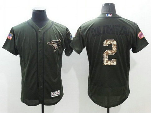 Toronto Blue Jays #2 Troy Tulowitzki Green Salute To Service 2016 Flexbase Majestic Baseball Jersey