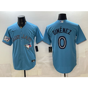 Toronto Blue Jays 0 Gimenez Light Blue 50th Anniversary Cool Base Men Jersey