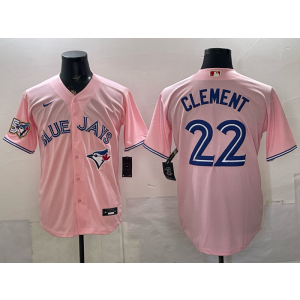 Toronto Blue Jays 22 Clement Pink 50th Anniversary Cool Base Men Jersey