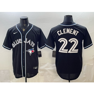 Toronto Blue Jays 22 Ernie Clement Black Cool Base Men Jersey Toronto Blue Jays 22 Ernie Clement Black Cool Base Men Jersey