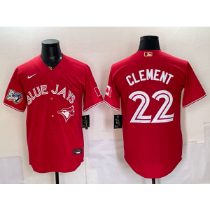 Toronto Blue Jays 22 Ernie Clement Red 50th Anniversary Cool Base Men Jersey