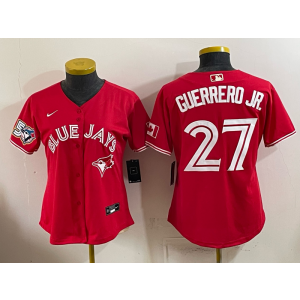 Toronto Blue Jays 27 Vladimir Guerrero JR Red 50th Anniversary Women Jersey
